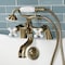 Kingston Brass Deck Mount Clawfoot Tub Faucet with Hand Shower, Antique Brass KS227PXAB - alternate 4
